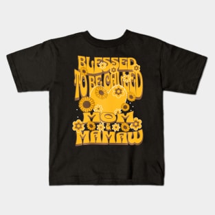 Womens Blessed To Be Called Mom And Mamaw Sunflower Mothers Day Kids T-Shirt